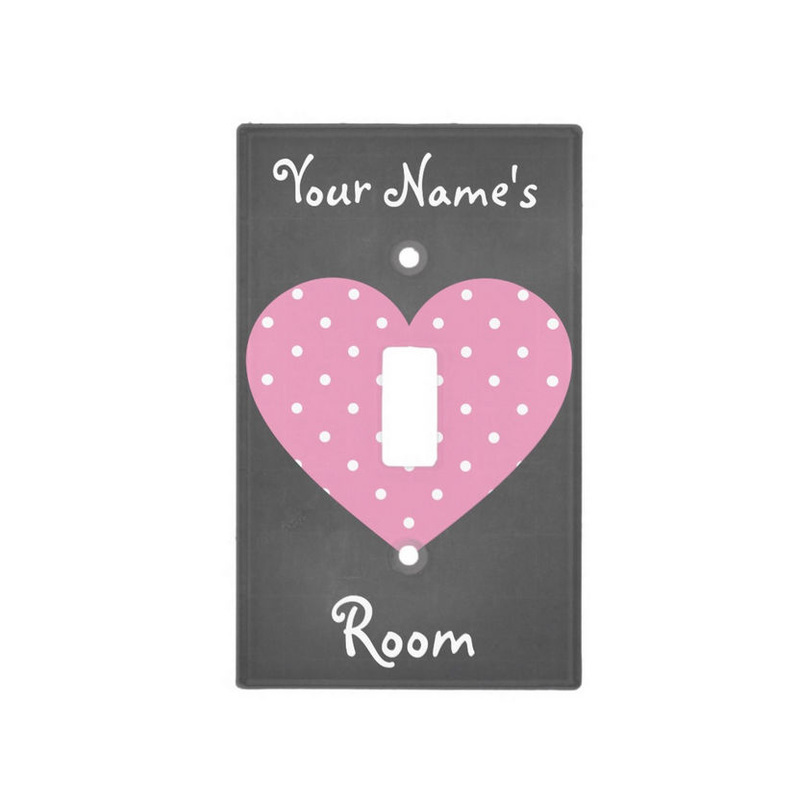 Cute Pink Polka Dot Heart With Pretty Name For Girls Light Switch Cover