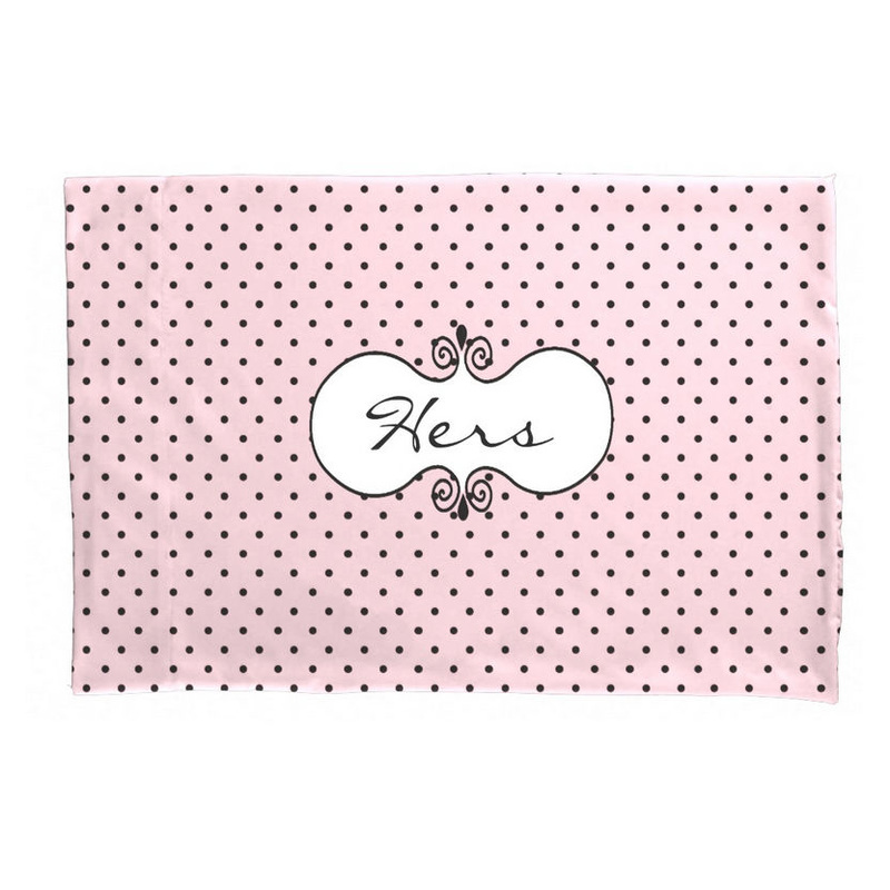 Girly French Style Pink and Black Polka Dots Personalized For Her Pillowcase
