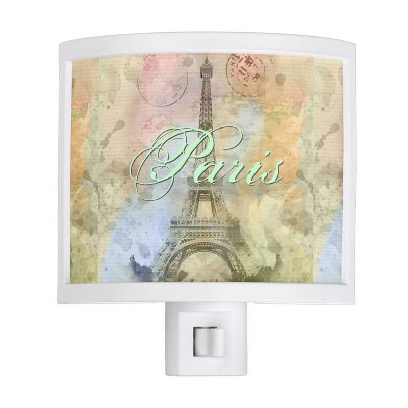 Girly Vintage France Eiffel Tower Personalized Paris Night Light