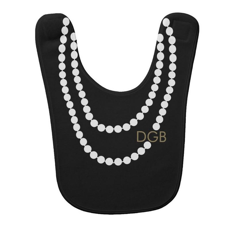 Personalized Socialite Elegant Pearl Necklace Design With Monogram Baby Bib