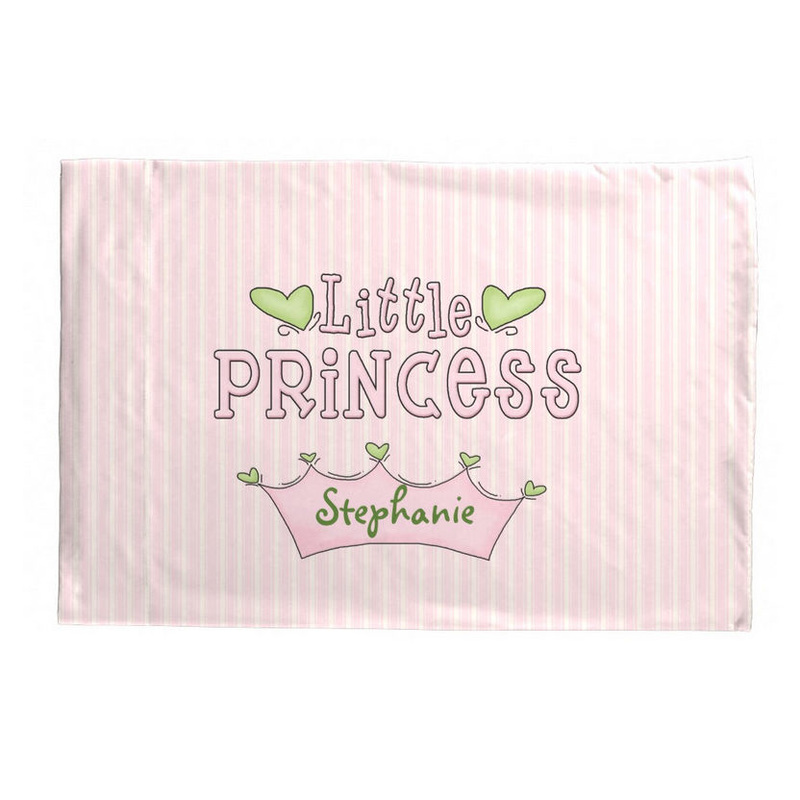 Cute Little Princess Custom Name Soft Pink Stripes Pillow Case