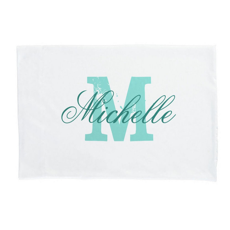 Personalized Mint Grunge Monogram With Simple Teal Green Name Pillowcase