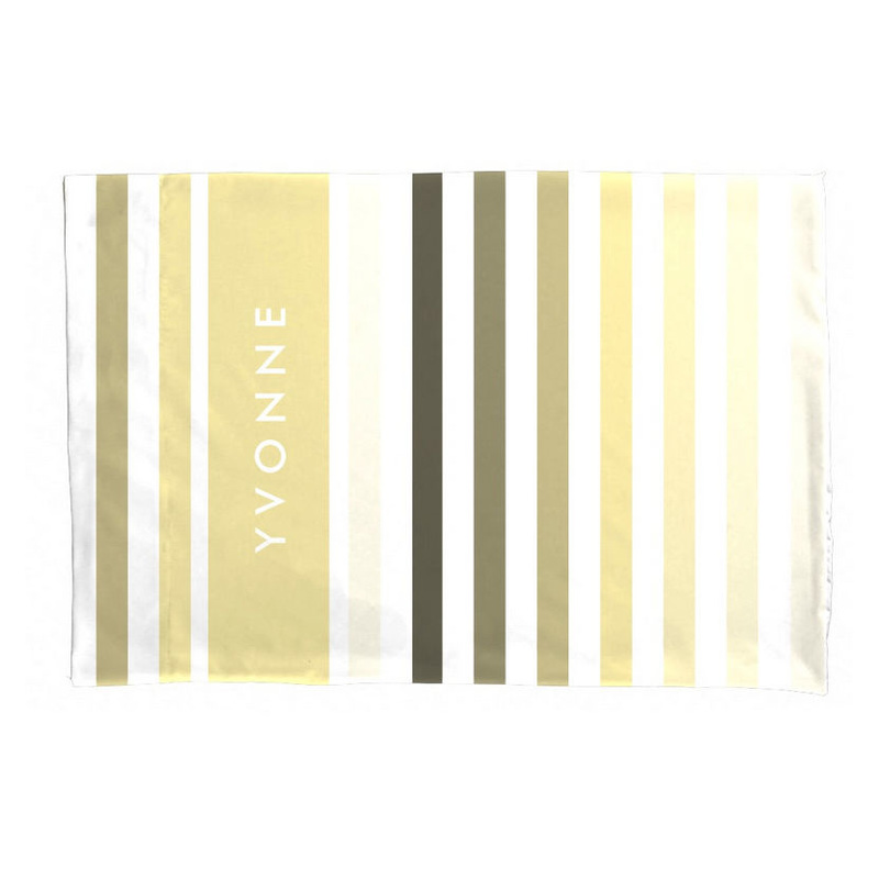 Modern Soft Yellow Large Stripes Pattern With Personalized Name Pillow Case