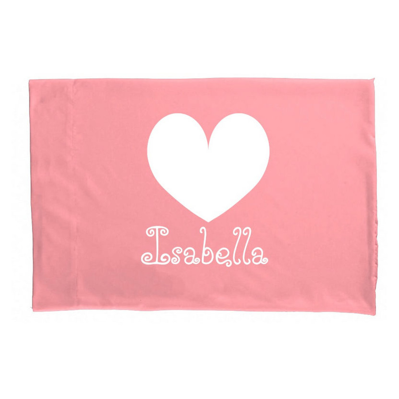 Cute Coral Pink Heart and Girly Personalized With Name Pillow Case