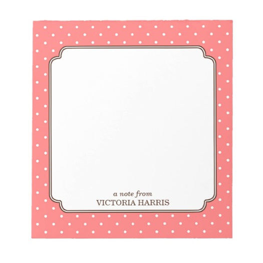 Girly Pink Polka Dot Border Personalized With Name Notepad