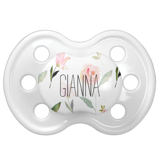 Simple and Beautiful Watercolor Floral Customized With Name Pacifier